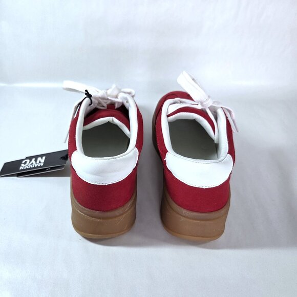 NWT Madden NYC Red Faux Suede Low Top Gum Sole Platform Sneakers - Picture 4 of 5